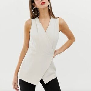 River Island Vest blouse with cross front in stone